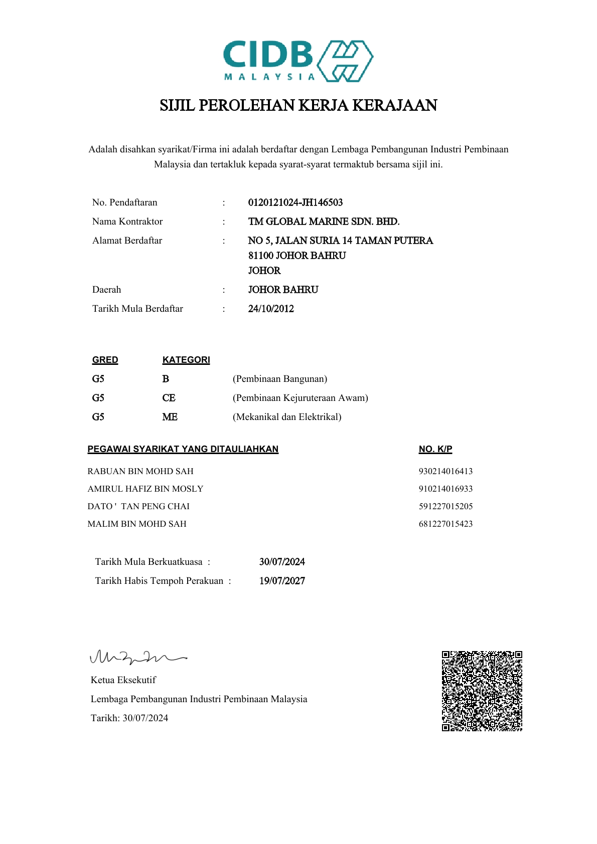 Sijil Perolehan Kerja Kerajaan (SPKK)